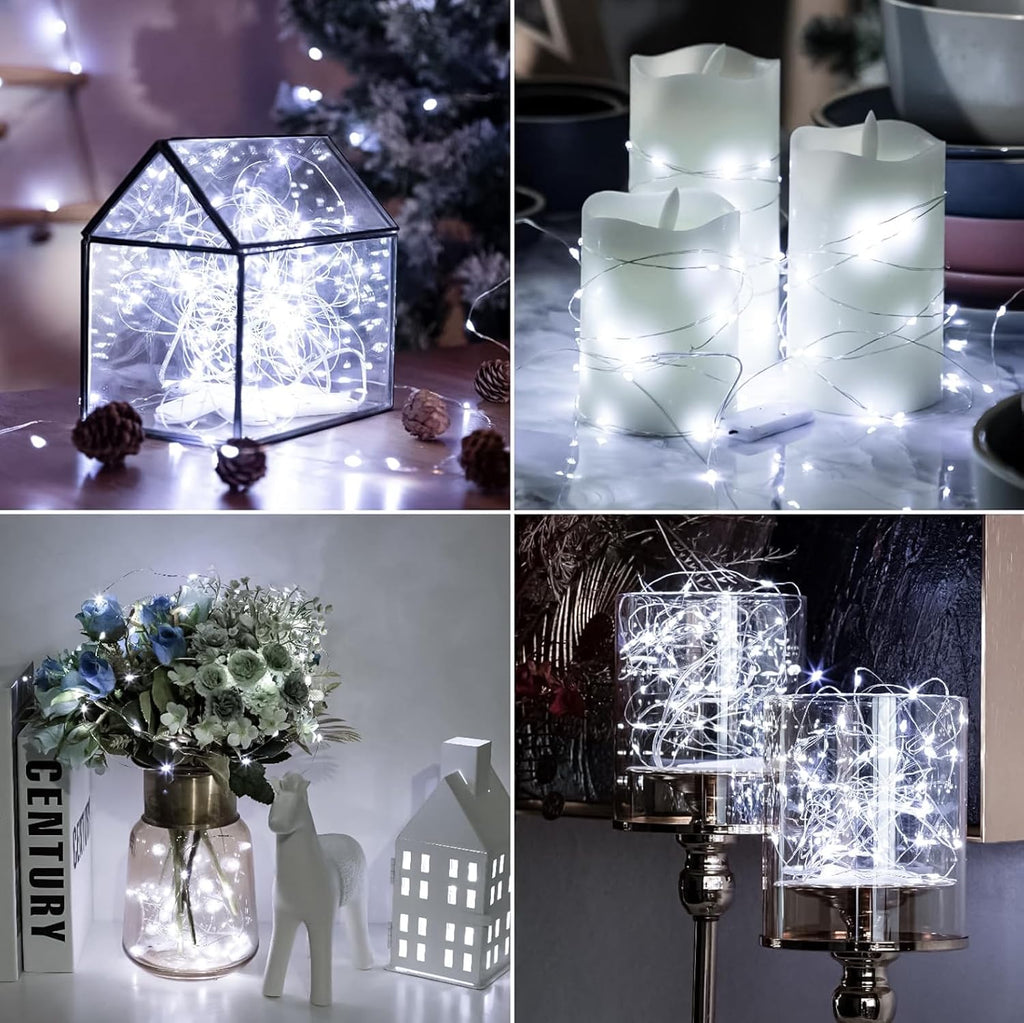 HXWEIYE 6 Pack White Fairy Lights Battery Operated, 7ft 20LED Mini Fairy Mason Jar String Light, Waterproof Firefly Starry Lights for DIY Wedding Party Bedroom Patio Christmas Décor
