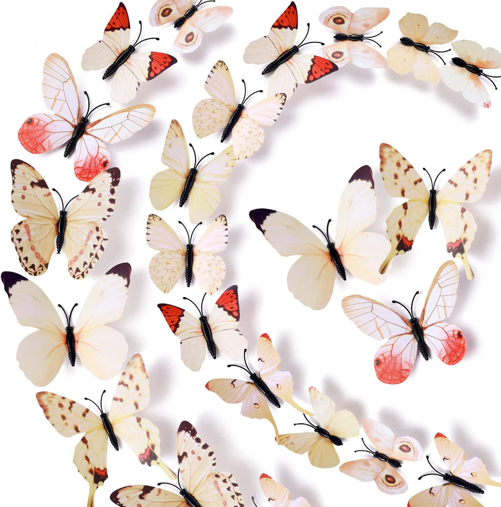 LiveGallery 72 PCS 6 Colors Removable 3D DIY Beautiful Butterfly Wall Decals Colorful Butterflies Art Decor Wall Stickers Murals for Kids Baby Boy Girls Bedroom Classroom Offices (White2)