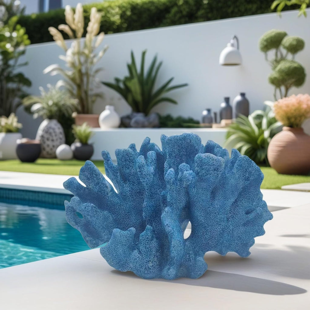 Coral Reef Decor Home Statue,Coastal Beach Nautical Decor,Aquarium、Desk、Bathroom、Room、Shelf Statue,Ocean Themed Gifts (D-Deep Blue)