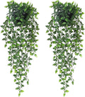 Artificial Hanging Plants,2 Pack Fake Wall Plants,Faux Mandala Vines Potted Plant,Plastic Greenery with Wall Planter for Indoor Outdoor Garden Patio Office Décor