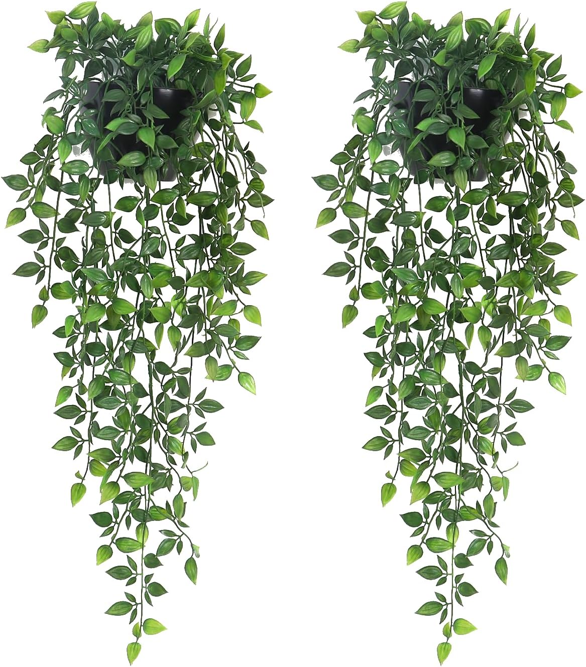 Artificial Hanging Plants,2 Pack Fake Wall Plants,Faux Mandala Vines Potted Plant,Plastic Greenery with Wall Planter for Indoor Outdoor Garden Patio Office Décor