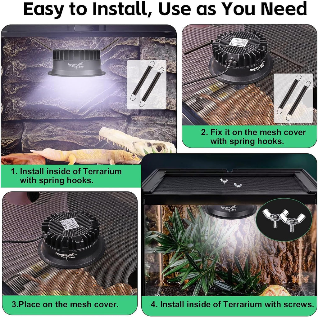 UVB Light for Reptiles, UVA UVB Reptile Light Fixture with Timer LED UVB Bulb for Bearded Dragon Gecko Turtle Chameleon Lizard Snake, Adjustable Brightness UVB Lamp for Reptile Tank Accessories, Black