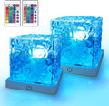 2 Pack Rechargeable Shower Light for Inside Shower, 16 Color Changeable Waterproof Shower Lamp with Remote, Dimmable Ocean Wave Projector Light, LED Water Ripple Night Light for Bathroom, Living Room