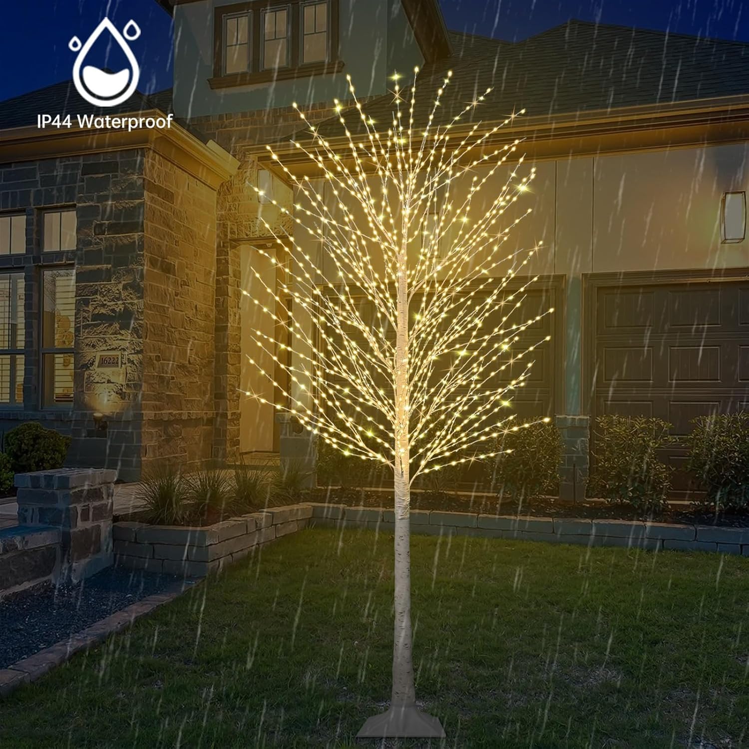 7FT Lighted Birch Tree, Birch Tree with 1200 LED Lights, 8 Twinkling Modes and Timer, Dimmable, Light Up Twig Christmas Tree for Indoor Outdoor Home Party Garden Wedding Decorations
