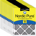 Nordic Pure 20x25x1 (19 1/2 x 24 1/2 x 3/4) Furnace Air Filters MERV 10 Pleated Plus Carbon 12 Pack