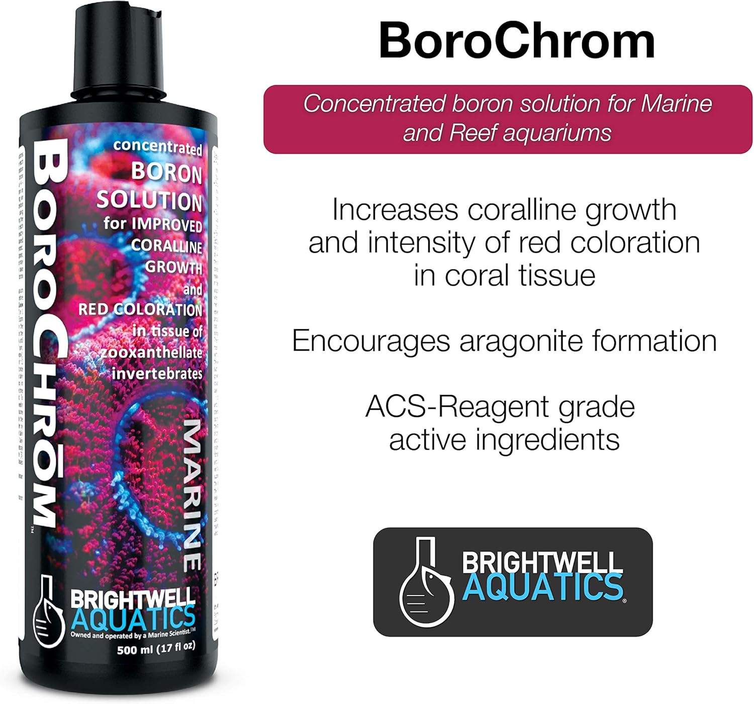 Brightwell Aquatics BoroChrom - Concentrated Boron Solution for Coralline Growth and Red Coloration
