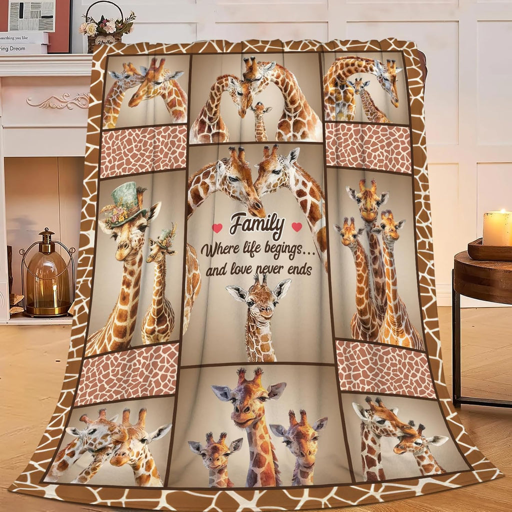 Giraffe Throw Blanket Giraffe Stuff Gifts for Kids Girls Boys Adults Women Men Soft Cozy Warm Plush Fluffy Fuzzy Fleece Blanket Decor 50''X60''
