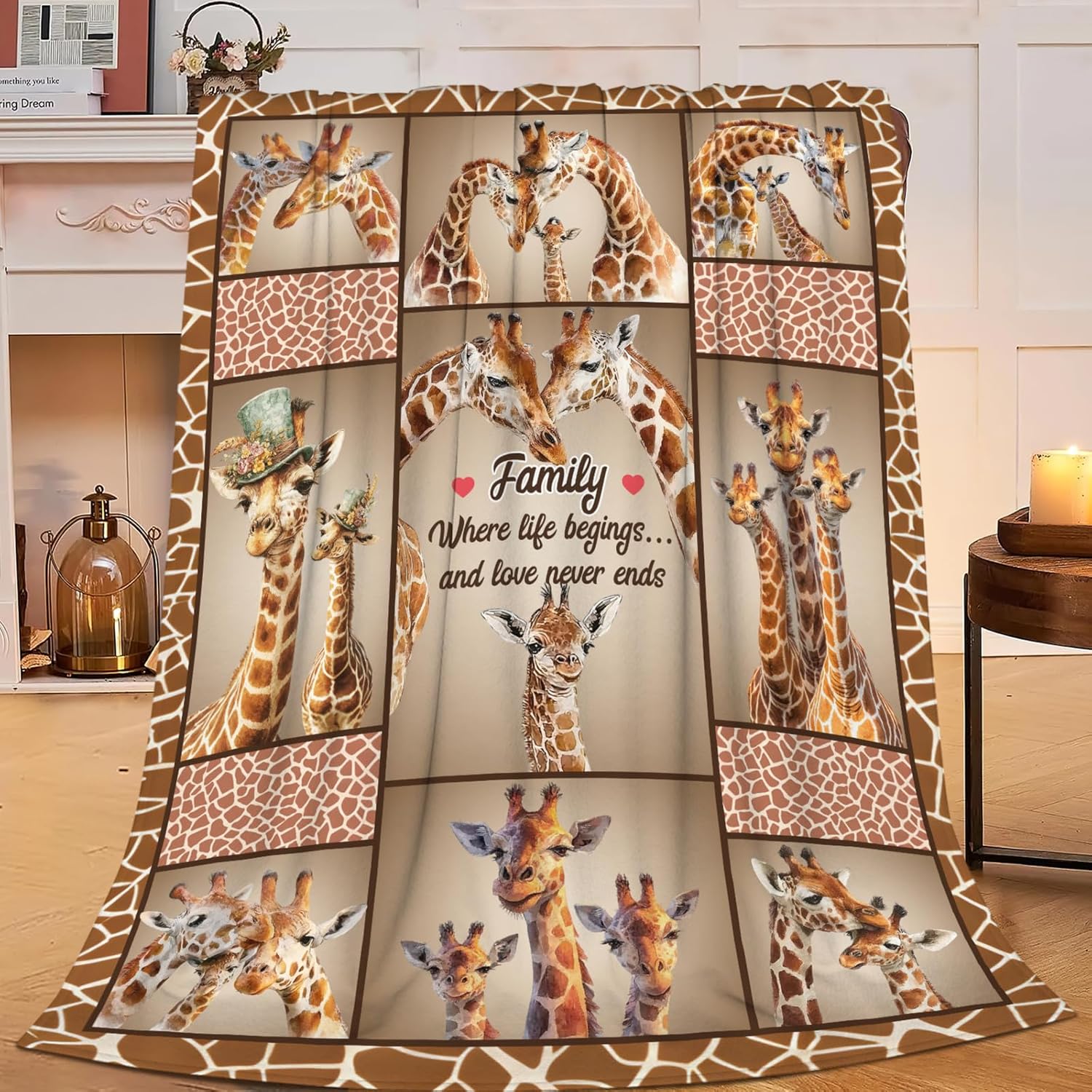 Giraffe Throw Blanket Giraffe Stuff Gifts for Kids Girls Boys Adults Women Men Soft Cozy Warm Plush Fluffy Fuzzy Fleece Blanket Decor 50''X60''