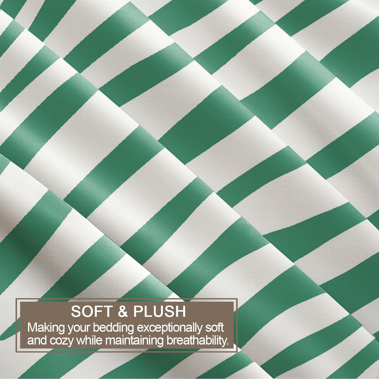 Mint Green Zebra Duvet Cover Twin Size, Waterproof Lines Bedding Set 2 Piece Kids and Adults Zebra Stripe Comforter Cover and 1 Pillow Sham with Zipper Closure