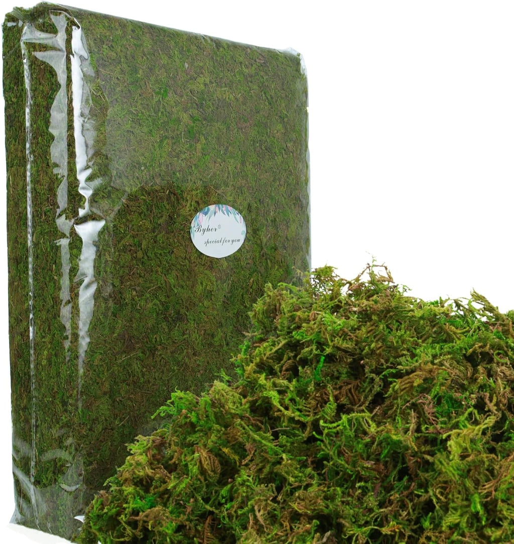 BYHER 35oz (2.18 Pounds) Green Artificial Moss for Indoor Crafts, Fairy Gardens, Table Centerpieces, Wedding Decor