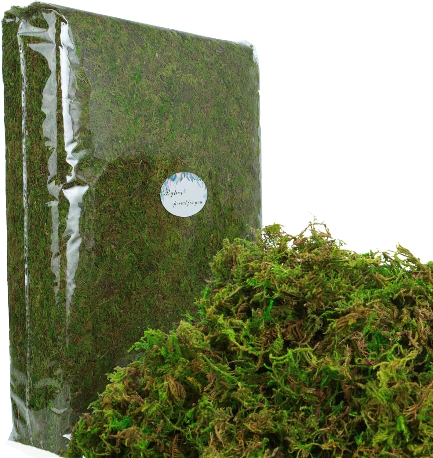BYHER 35oz (2.18 Pounds) Green Artificial Moss for Indoor Crafts, Fairy Gardens, Table Centerpieces, Wedding Decor