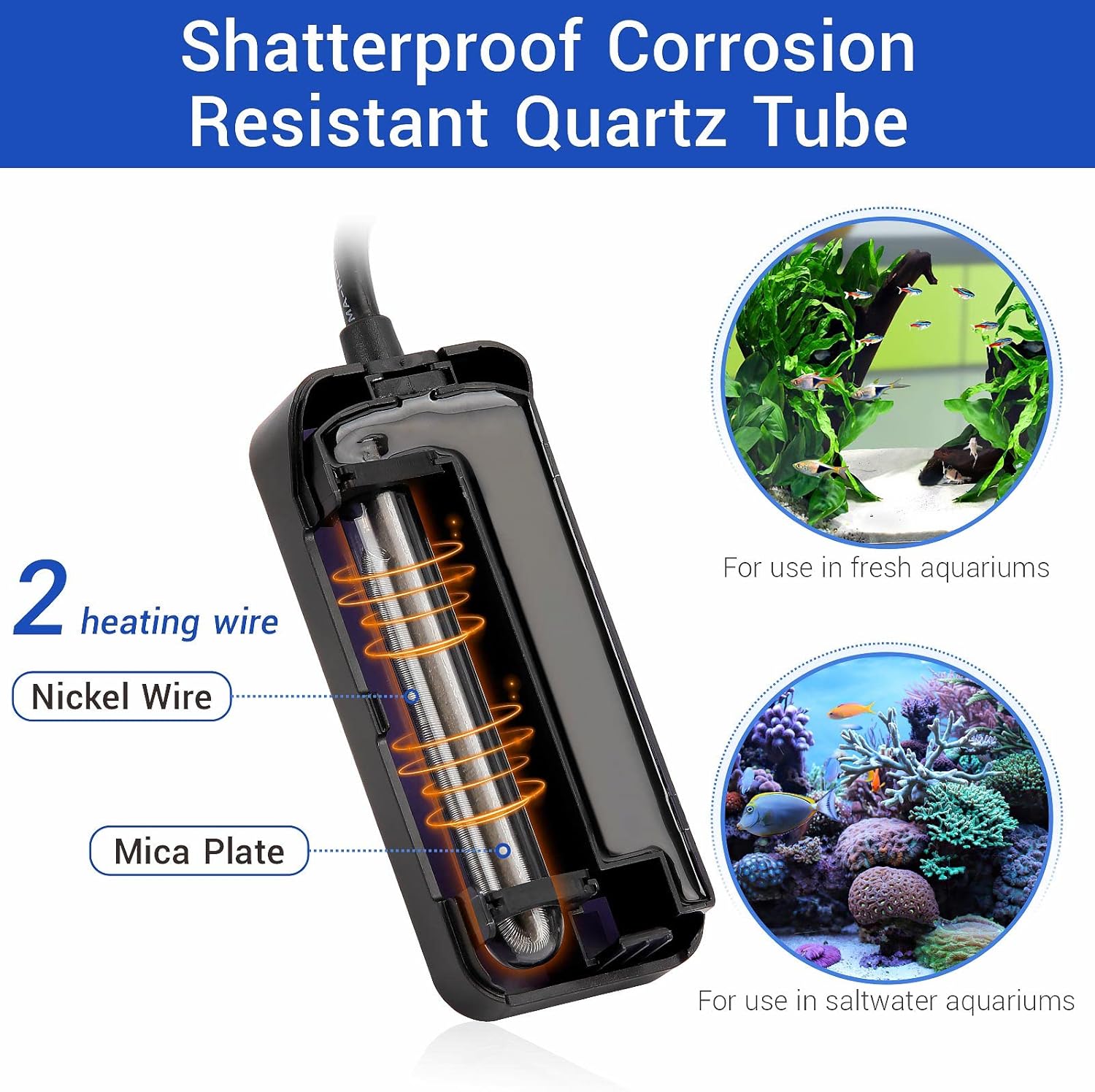 hygger Small Submersible Aquarium Heater 15W Mini Betta Fish Tank Heater with LED Display Adjustable Temperature for 1-2.5 Gallon Freshwater Saltwater Coral Reef Tanks