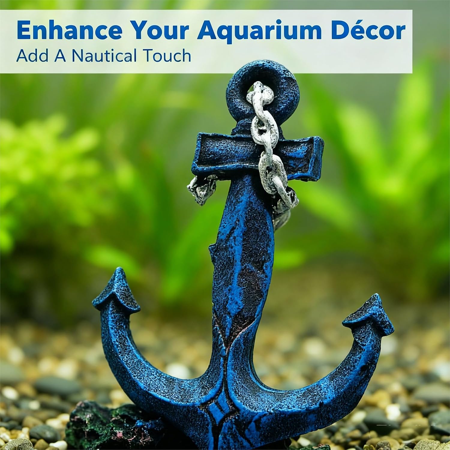 Aquarium Ship Anchor Decor, Realistic Resin Fish Tank Ornament, Perfect Underwater Decoration for Fresh/Saltwater Aquariums