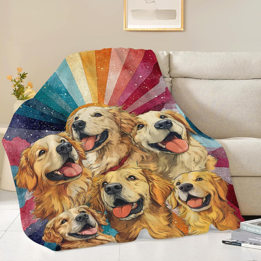 Golden Retriever Throw Blanket Golden Retriever Puppy Stuff Gifts for Dog Lover Kids Girls Boys Adults Women Men Soft Cozy Warm Plush Fluffy Fuzzy Fleece Blanket Decor 50''X60''