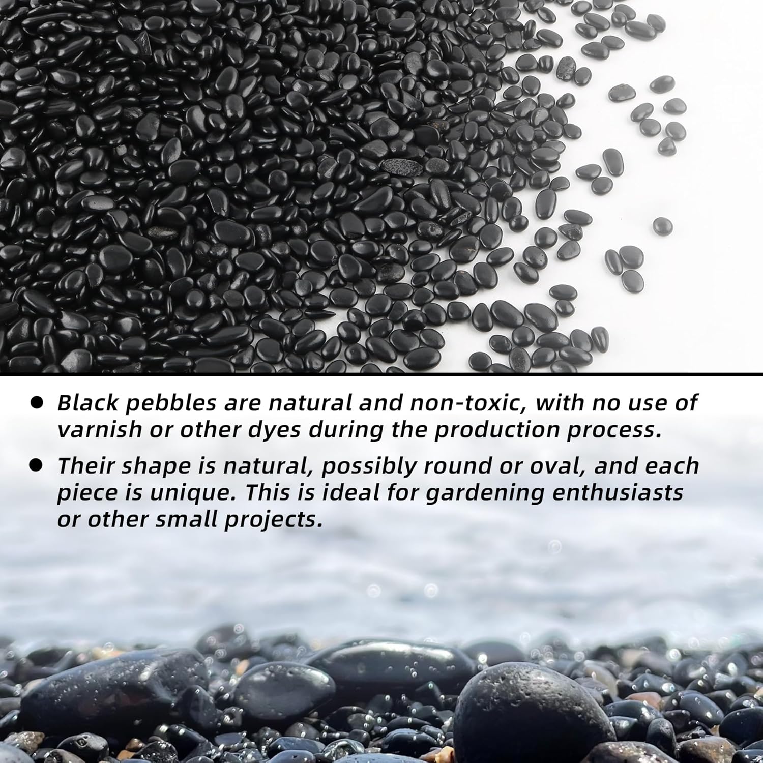 7lb 1/4" Small Pebbles Black for Plants,Potting,Succulents Aquarium Fish Tank Vases Decorative Garden Polished Gravel Rocks Stones