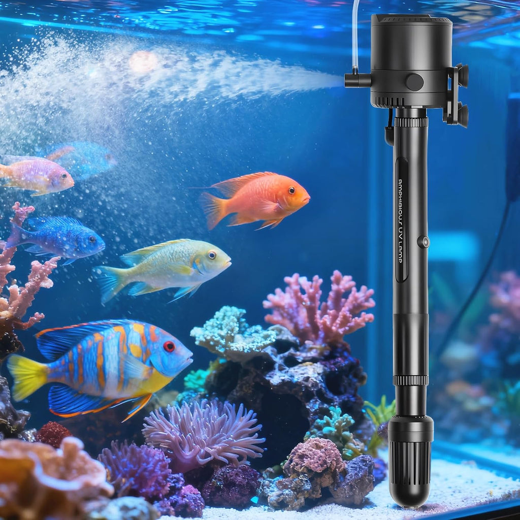 Aquarium Filter for 40–120 Gallon Tanks, 210 GPH Internal Pump, Sponge Filtration, Quiet Small Turtle Tank Filter