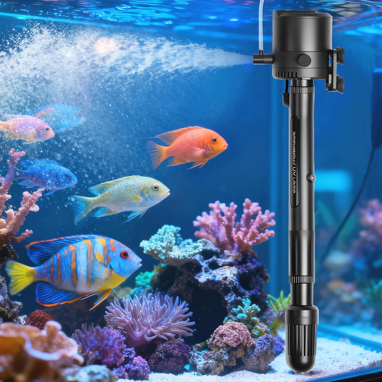 Aquarium Filter for 40–120 Gallon Tanks, 210 GPH Internal Pump, Sponge Filtration, Quiet Small Turtle Tank Filter