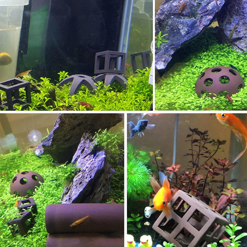 MY MIRONEY 8Pcs Ceramic Shelters Aquarium Ceramic Rock Cave Shelter Shrimp Betta Lizards Hideaway Breeding Cave Cubic Hideout Fish Tank Decor Ornament