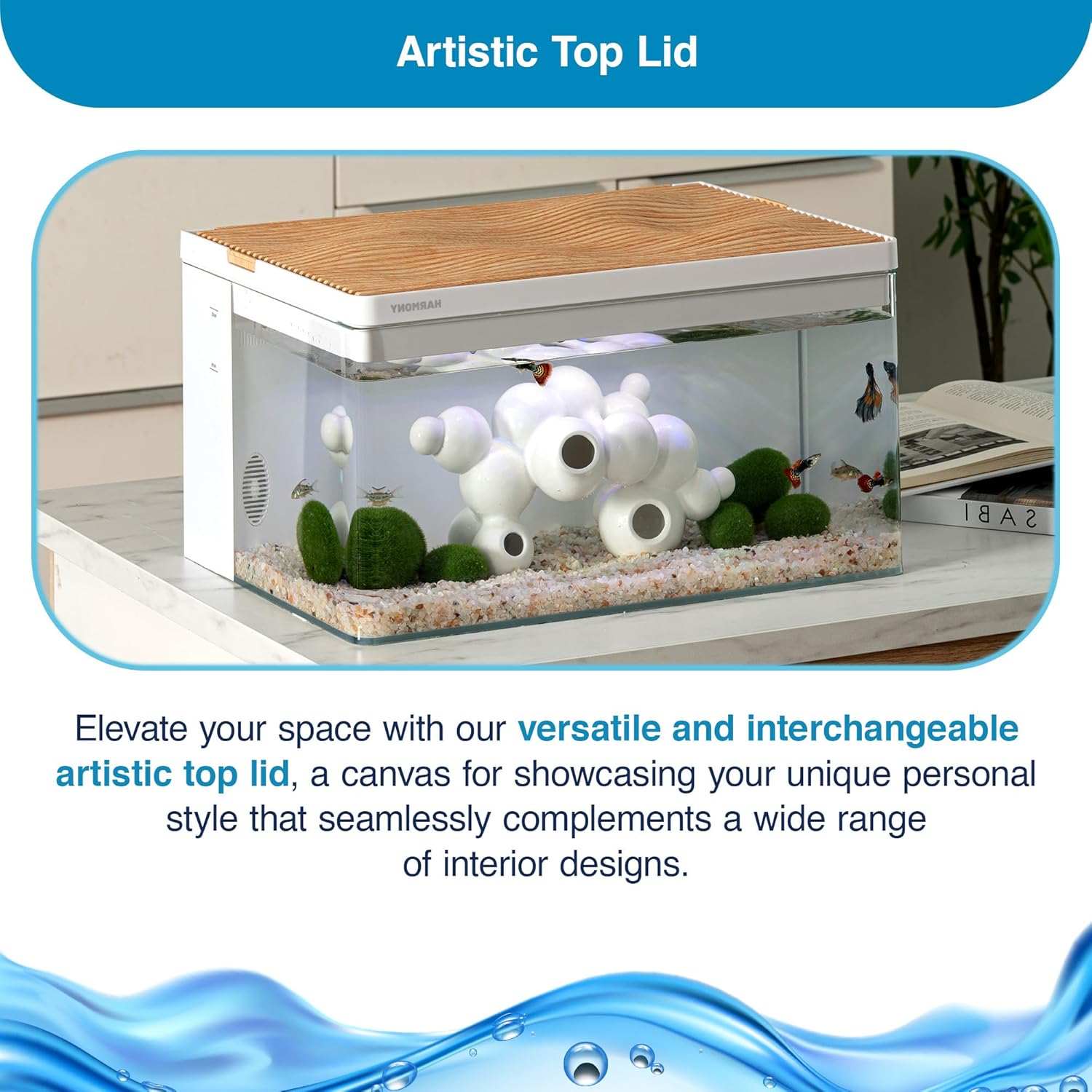 Cedar Wood Grain Top Lid for Clairnara Harmony Aquatic Tank