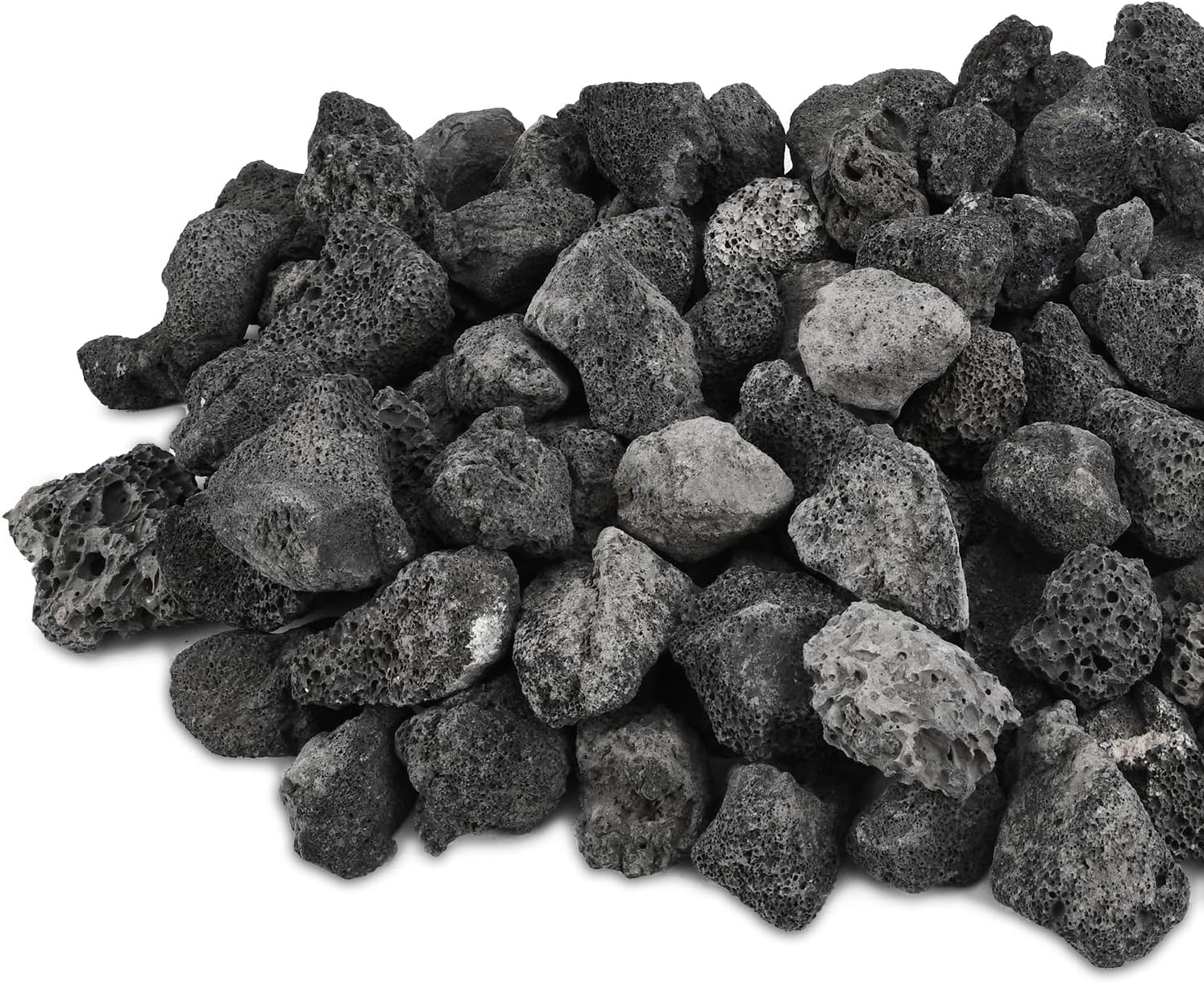 10lb 1.2-2 inch Black Lava Rocks for Indoor Fireplaces, Outdoor Gas Fire Tables, Fire Pits, Garden Landscaping Decoration