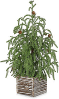Briful 22.8'' Small Table Top Christmas Tree with Pinecones – Mini Faux Cypress Christmas Tree in Rustic Wooden Pot, Realistic Norfolk Pine Tree for Home Farmhouse Office Desk Holiday Décor