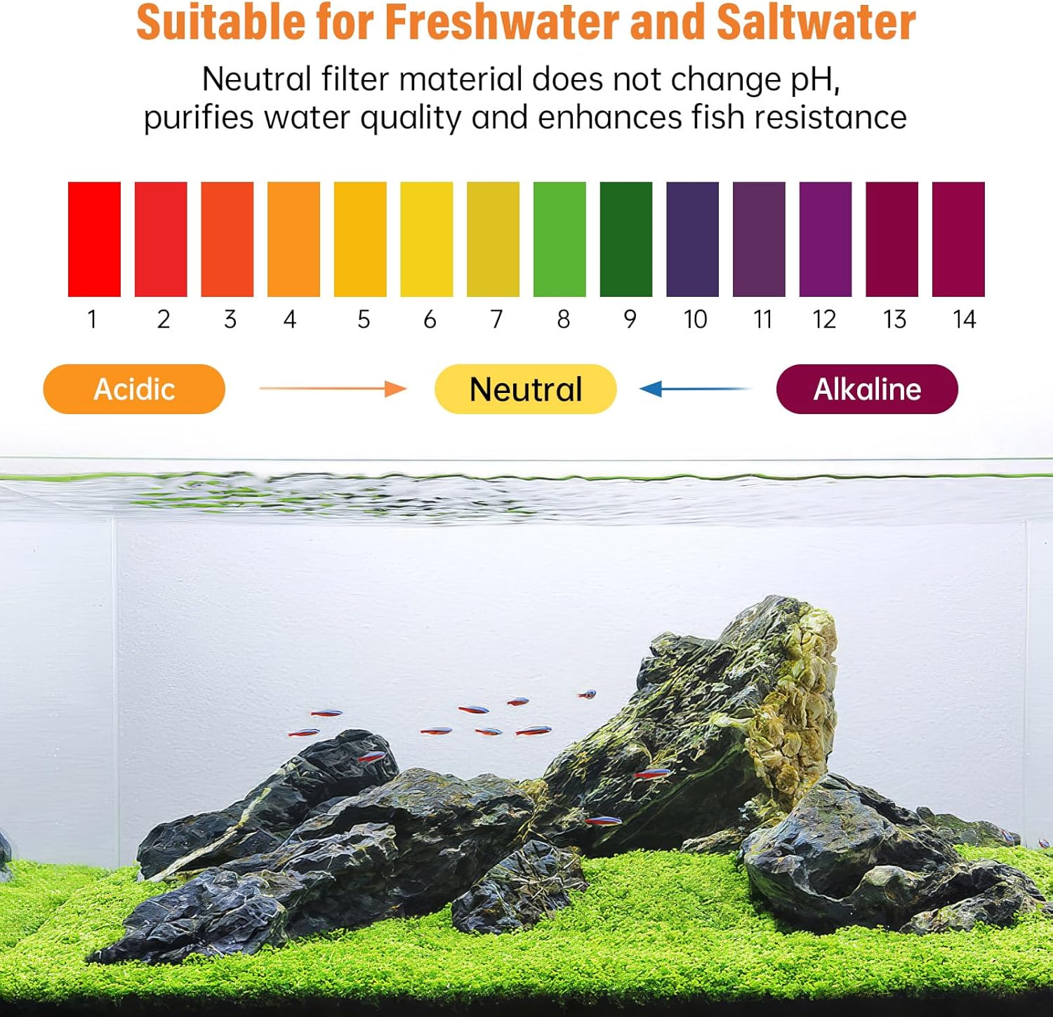 hygger Aquarium Activated Carbon, Premium Natural Coconut Shell Activated Charcoal for Freshwater and Saltwater, Fish Tank Filter Media, Water Purification Carbon (45.8 oz with Fine Mesh Bag)