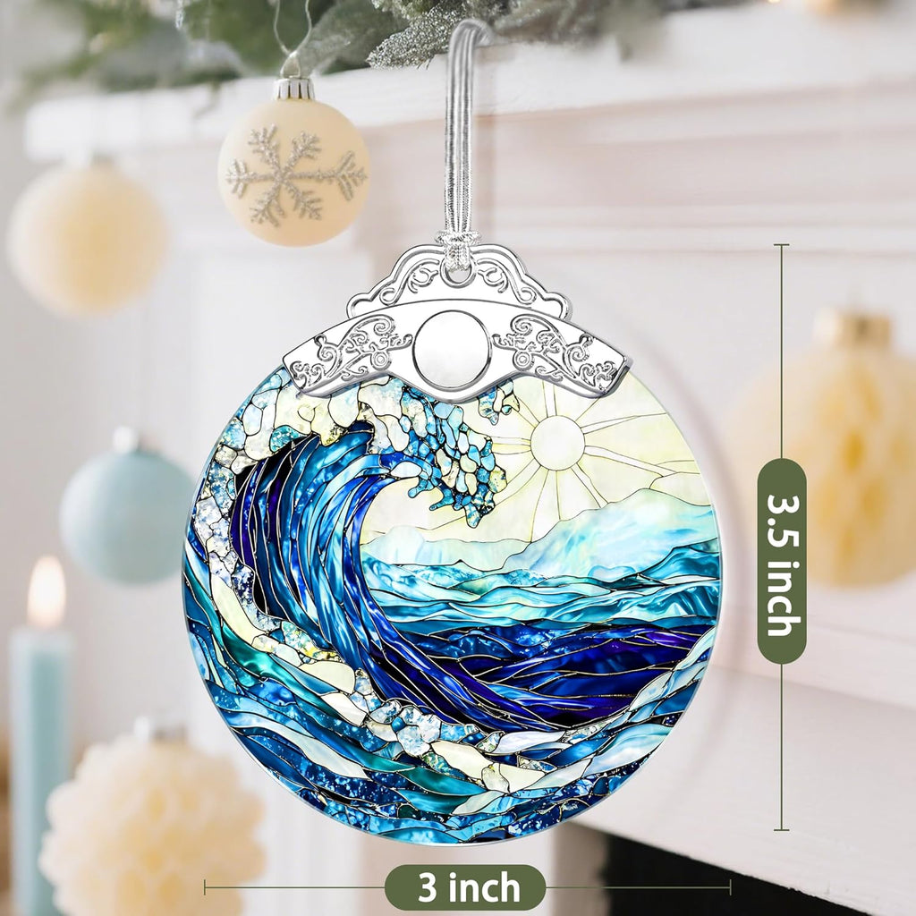 Christmas Ornaments, Christmas Tree Decorations, Keepsake Ornaments, Holiday Decor, Holiday & Xmas Gifts, Gifts for Ocean Lovers & Nature Lovers - Ocean Waves-Theme ﻿