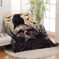 Skull Blanket Skeleton Throw Blanket Crow Gifts for Men Women Boys Girls Kids Adults Super Soft Cozy Plush Fluffy Fuzzy Fleece Blanket Decor 60''X80''