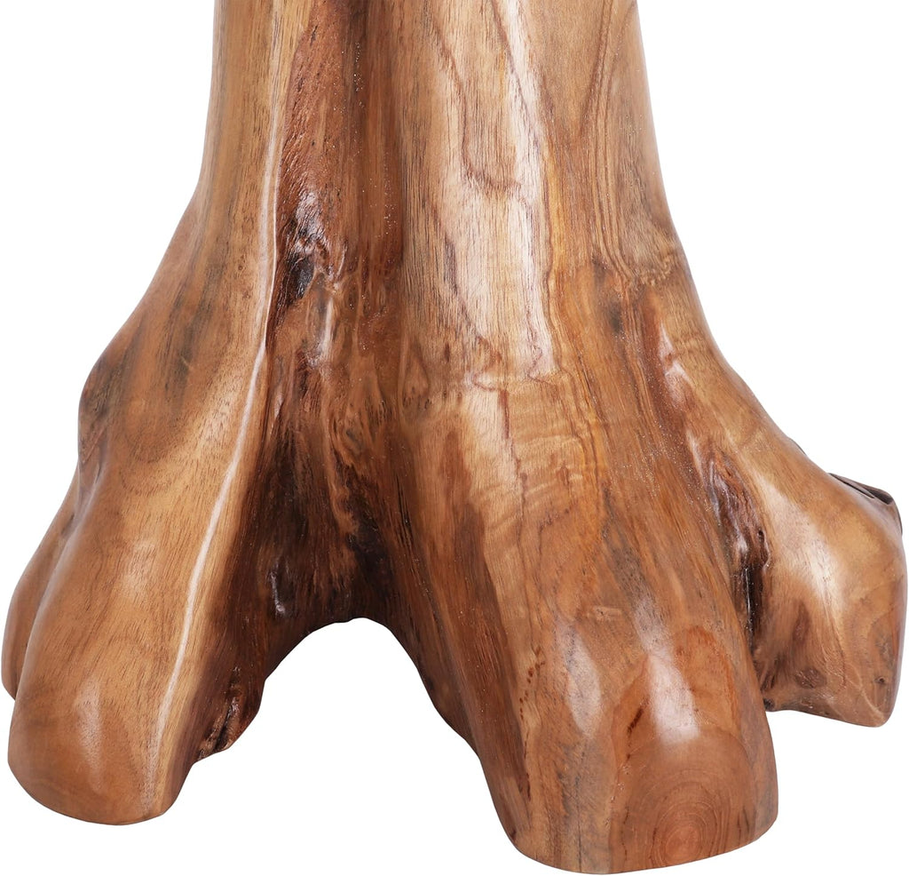 Handcrafted Teak Mushroom Decor – Solid Indonesian Teak Wood Sculpture – Organic Modern Accent for Shelf, Table, or Garden – Natural Rustic Decor (15 Inch)