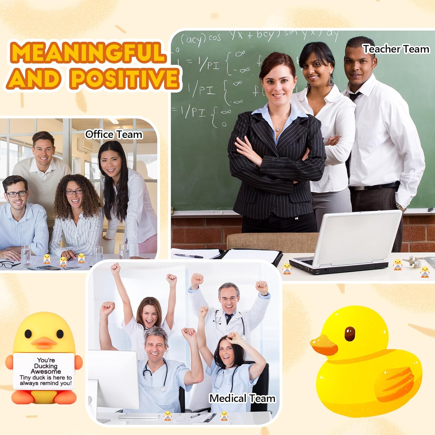 Gejoy 50 Pcs Mini Rubber Duck Toys Positive Gifts Duck Figures Decorations and Encouragement Birthday Motivational Gifts for Colleague Staff Teacher