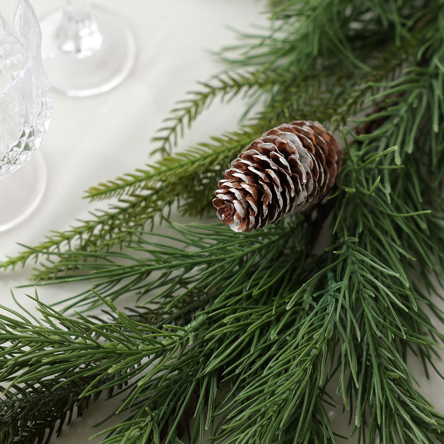 MIZII Christmas Garlands 6 Feet Artificial Pine Garland with Pinecone Real Touch Pines Vine Greenery Garland Christmas Decorations for Xmas Fireplace Mantle Home Decor Indoor Outdoor (Pine Garland)