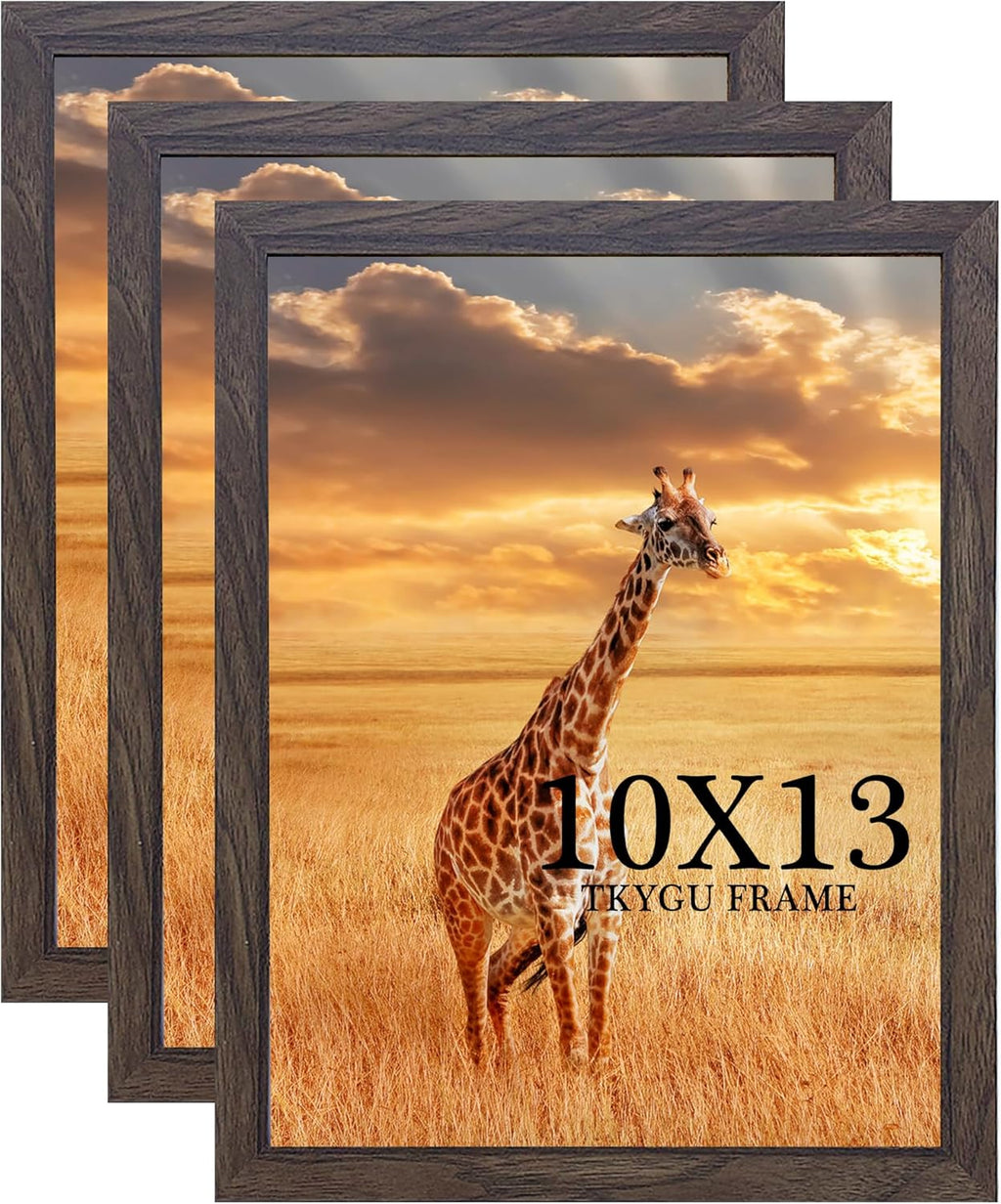 10x13 Picture Frame Set of 3,Wooden Frame walnut 10x13 Wall Gallery Poster Photo frame with Durable Shatter Resistant Plexiglass for Wall Mounting best gift