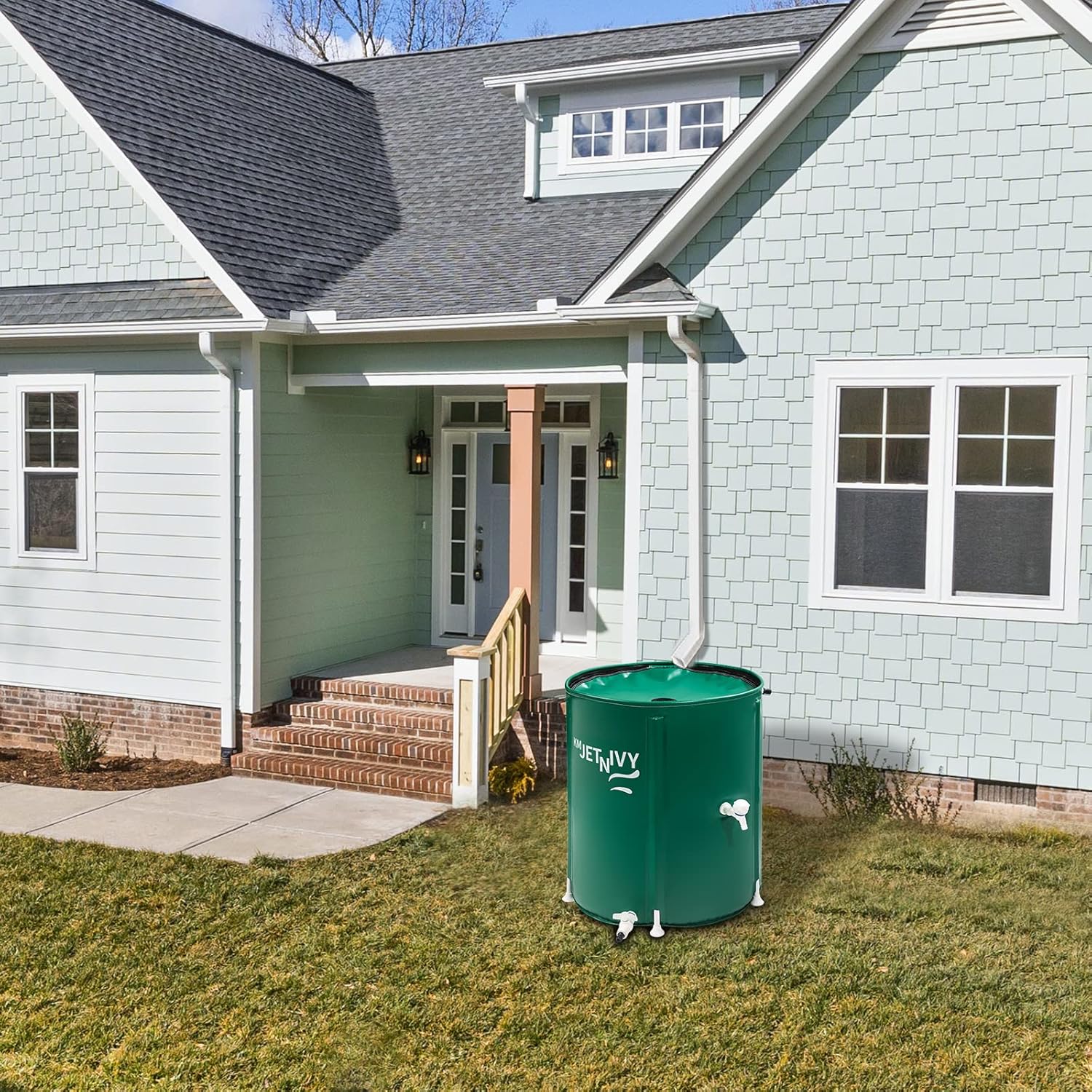 Rain Barrel Upgrade Anti-Collapse Collapsible Rainwater Collection System,Portable Water Storage Tank,Garden Water Catcher（Green,100G