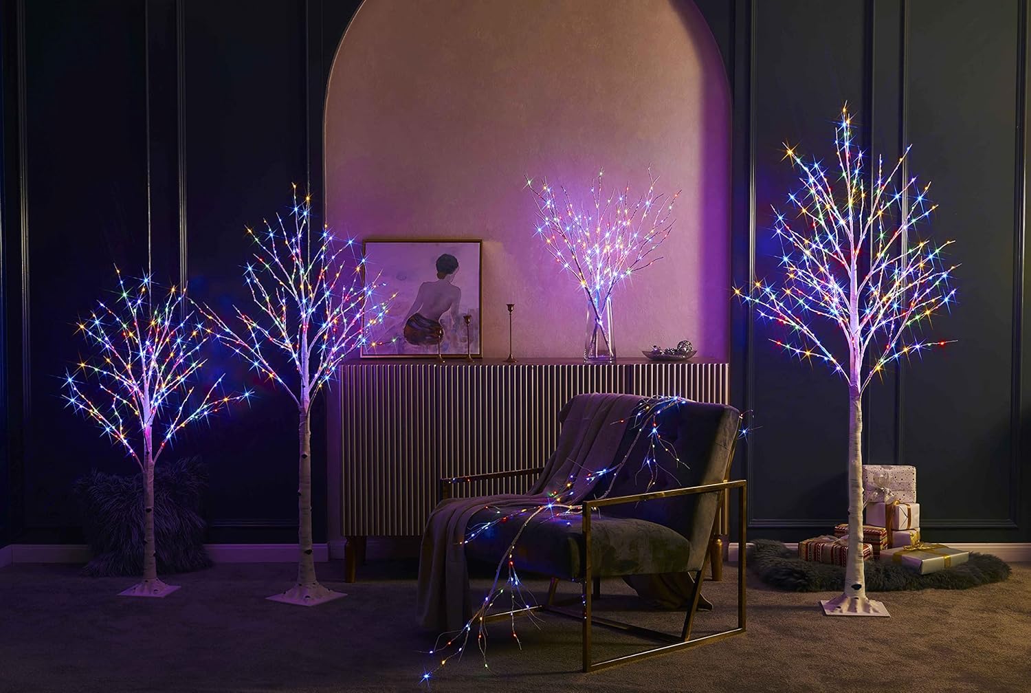 Birchlitland LED Birch Tree 4FT 200L Multiple Colors Fairy Lights, Lighted Trees for Indoor Outdoor Home Thanksgiving Christmas Holiday Decoration