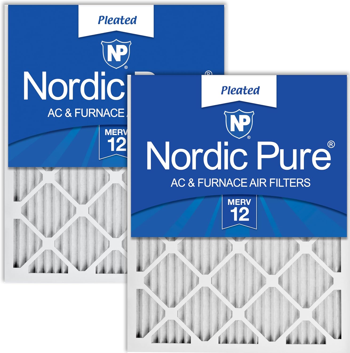 Nordic Pure 20x25x1 (19 1/2 x 24 1/2 x 3/4) Pleated MERV 12 Air Filters 2 Pack