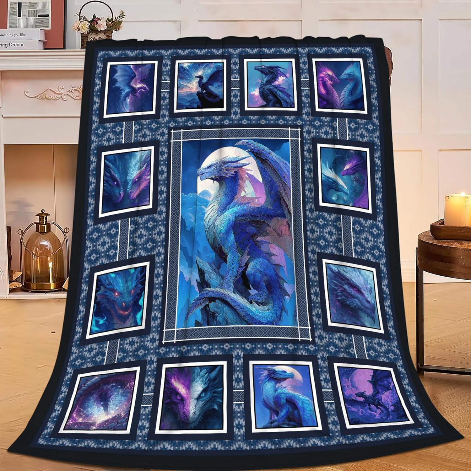 Dragon Throw Blanket Dragon Stuff Gifts for Kids Girls Boys Adults Women Men Soft Cozy Warm Plush Fluffy Fuzzy Fleece Blanket Decor 60''X80''