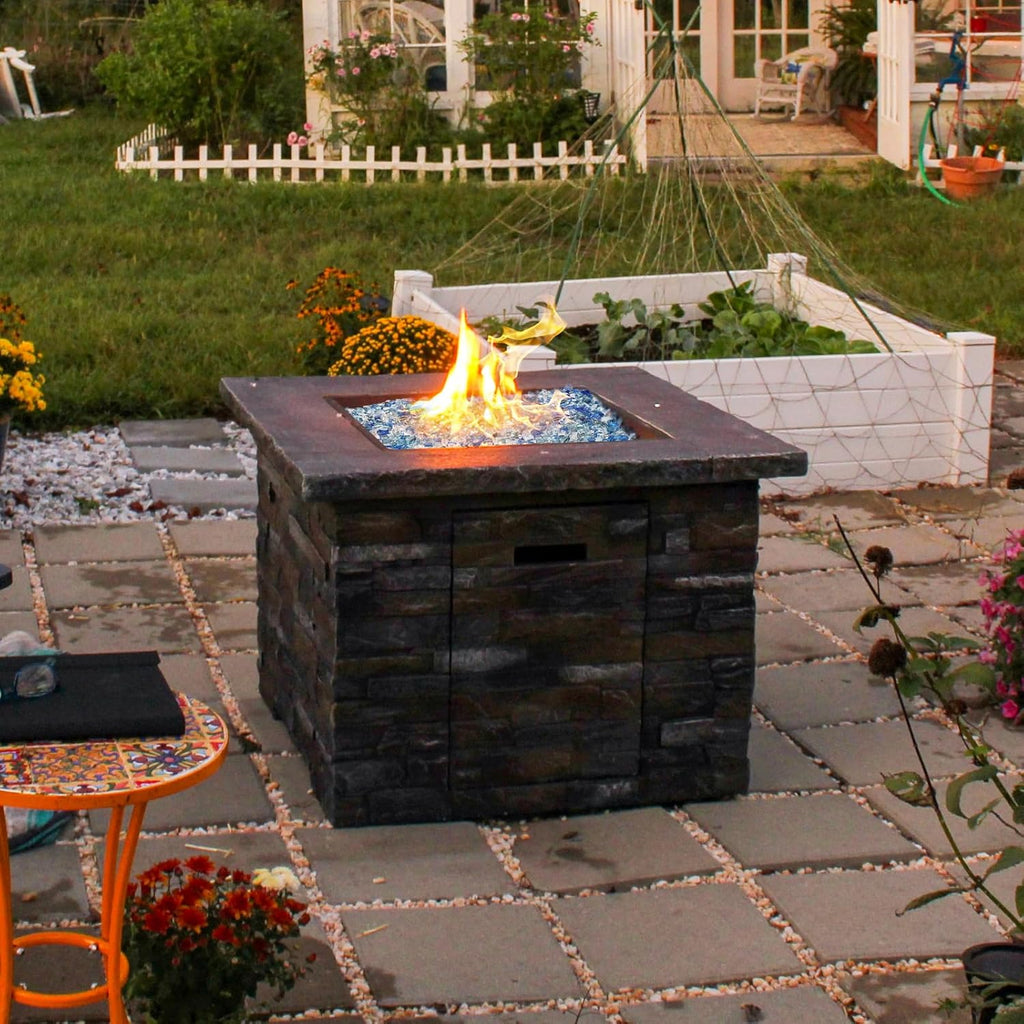20 lbs Fire Glass for Propane Fire Pit, 1/2 Inch Fire Pit Glass Rocks for Gas Fireplace, Reflective Glass Rocks for Fire Pit Table, Blend of Cobalt Blue, Caribbean Blue and Platinum