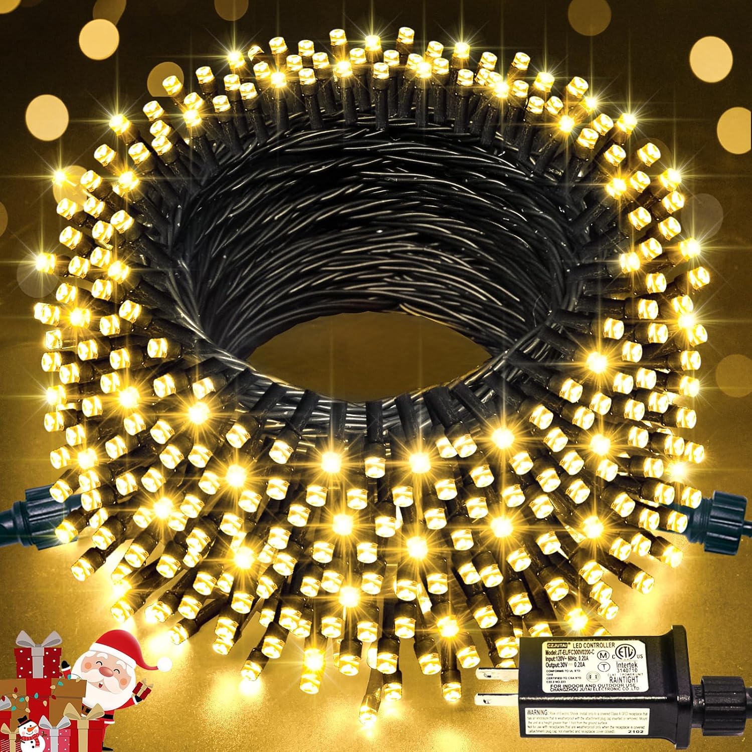 JMEXSUSS 66ft 200 LED Christmas Lights Outdoor, Warm White Christmas Tree Lights Indoor Plug in, 8 Modes Twinkle String Light for Outside Bedroom Wedding Party Classroom Dorm Ceiling Home Decorations