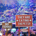 Aquarium Decor They are Eating The Pets + No Fishing Decor for Fish Tank or Betta Fish Tank Trump Themed