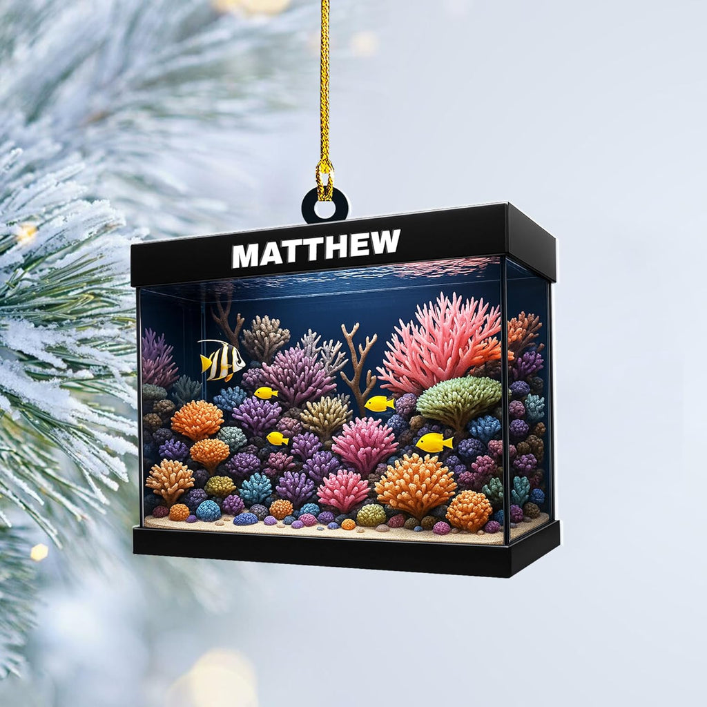 Personalized Aquarium Fish Tank Christmas Ornament 2025, Custom Name Clownfish Holiday Tree Decoration, Unique Keepsake Gift for Fish Lovers, Pet Owners, Kids, Aquarists (ON3)
