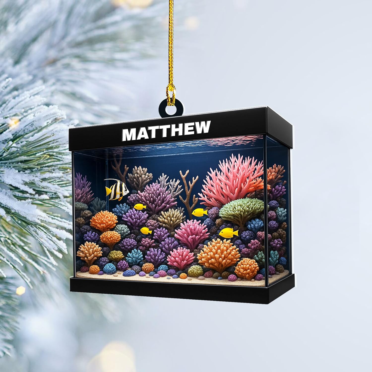 Personalized Aquarium Fish Tank Christmas Ornament 2025, Custom Name Clownfish Holiday Tree Decoration, Unique Keepsake Gift for Fish Lovers, Pet Owners, Kids, Aquarists (ON3)