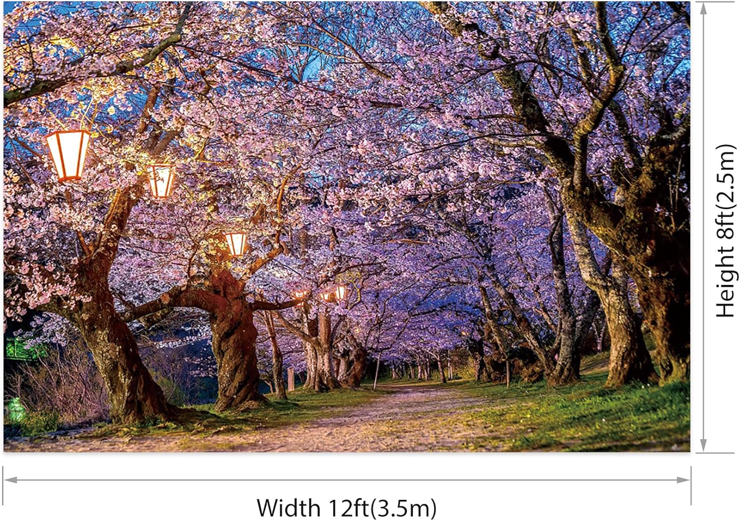AOFOTO Pink Cherry Blossom Forest Photo Backdrop Spring Outdoor Parks Flower Photography Background Wedding Bridal Shower Reception Decor Banner Adults Kids Portrait Studio Photo Props 12x8ft