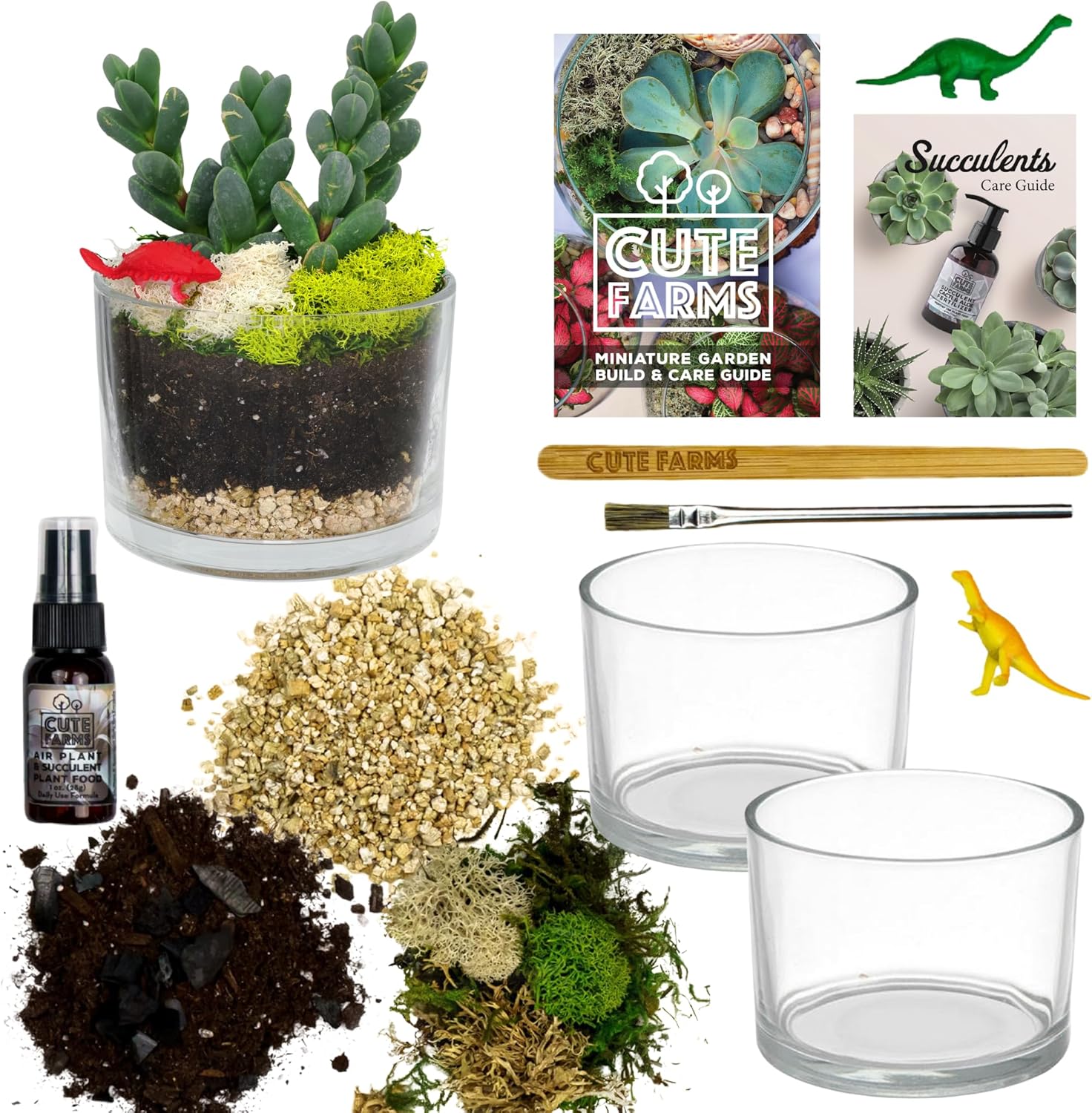 Cute Farms Glass Terrarium Kit | Just Add Your Own Plants (Two Glass Cylinders (3.25"))
