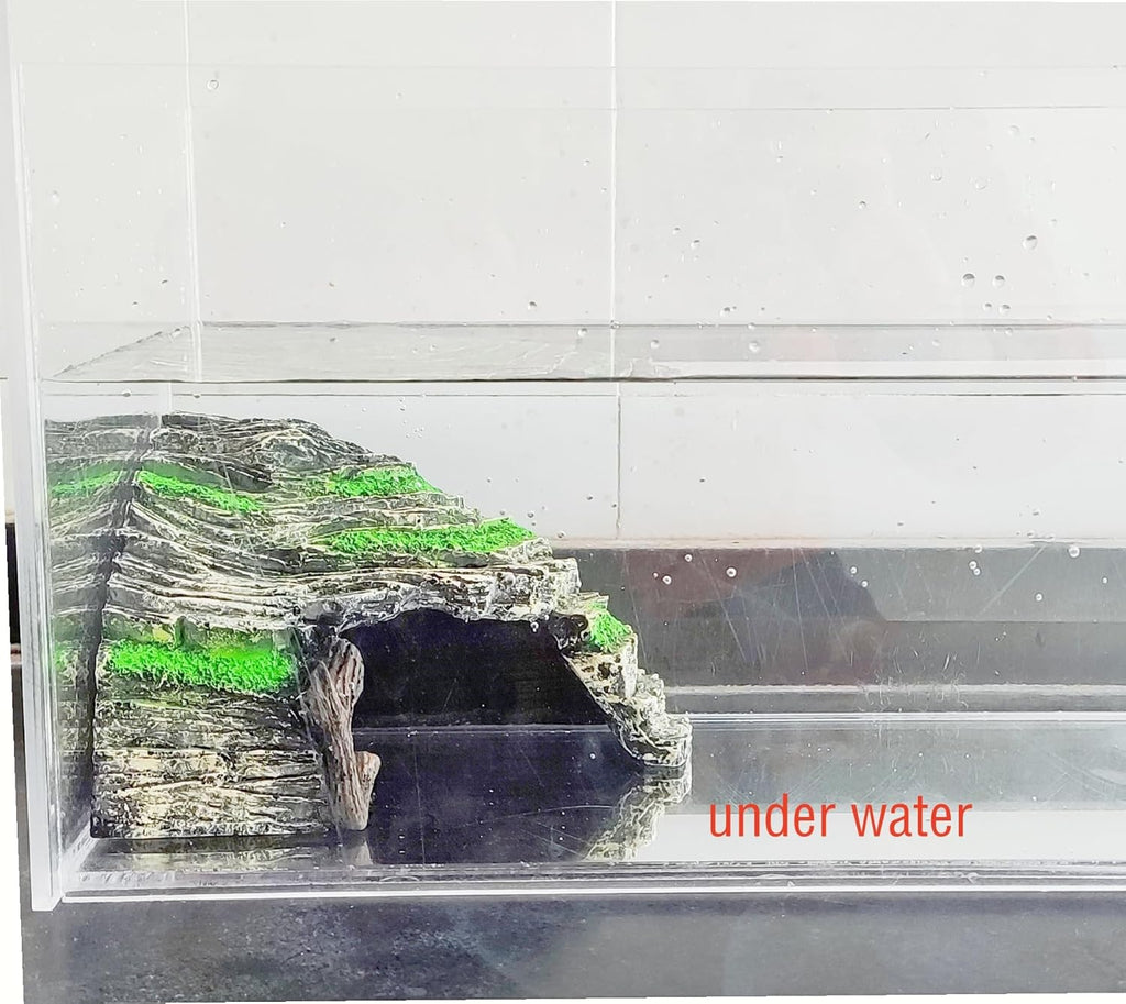 LEOTERRA Reptile Hide Cave & Basking Platform - Resin Rock Aquarium Decor for Leopard Gecko, Bearded Dragon Baby Turtle, Natural Terrarium Decoration & Snake Hideout for Fish Tank