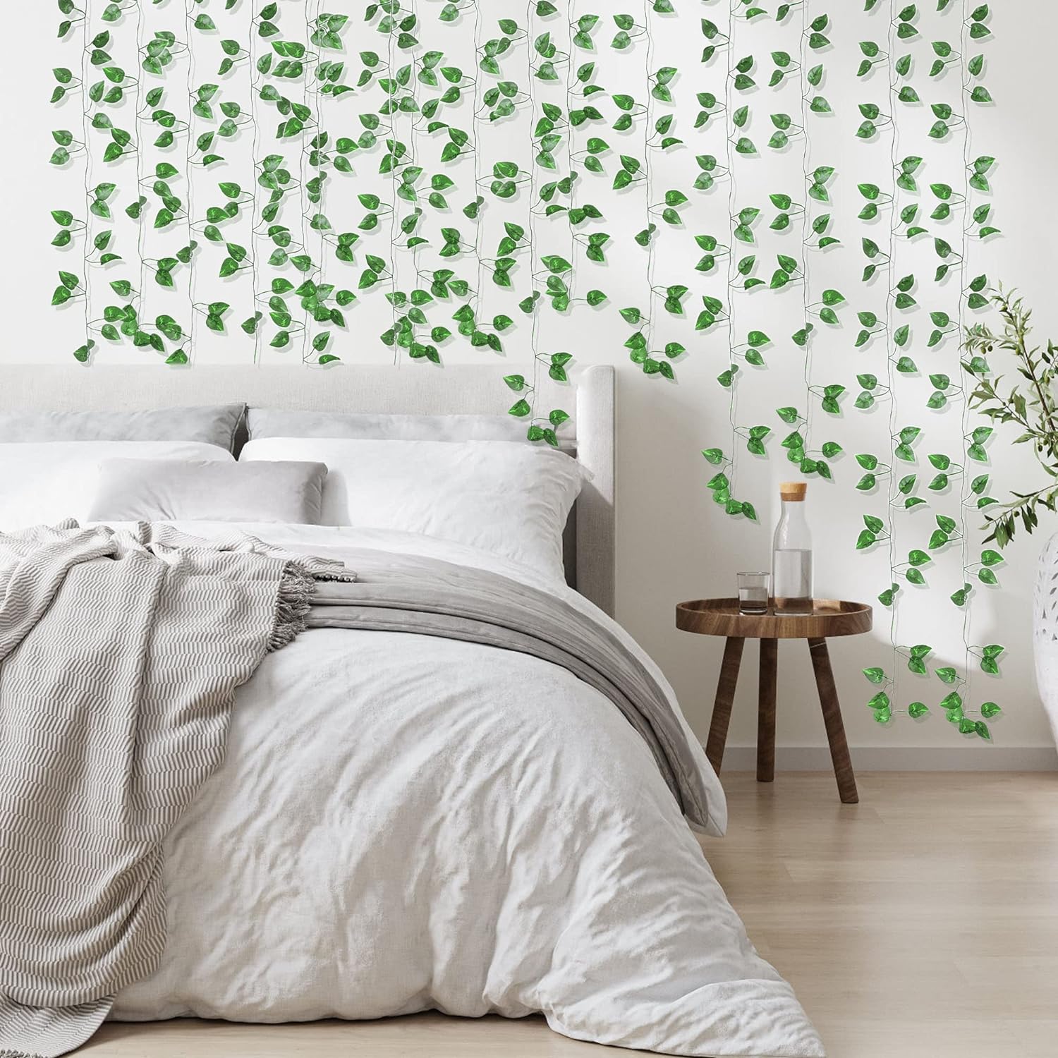 300 Pack 2200 Feet Fake Greenery Hanging Garland, Artificial Ivy Leaf Plants, Vine Leaves, Flowers Foliage for Bedroom Garden Wall Decor