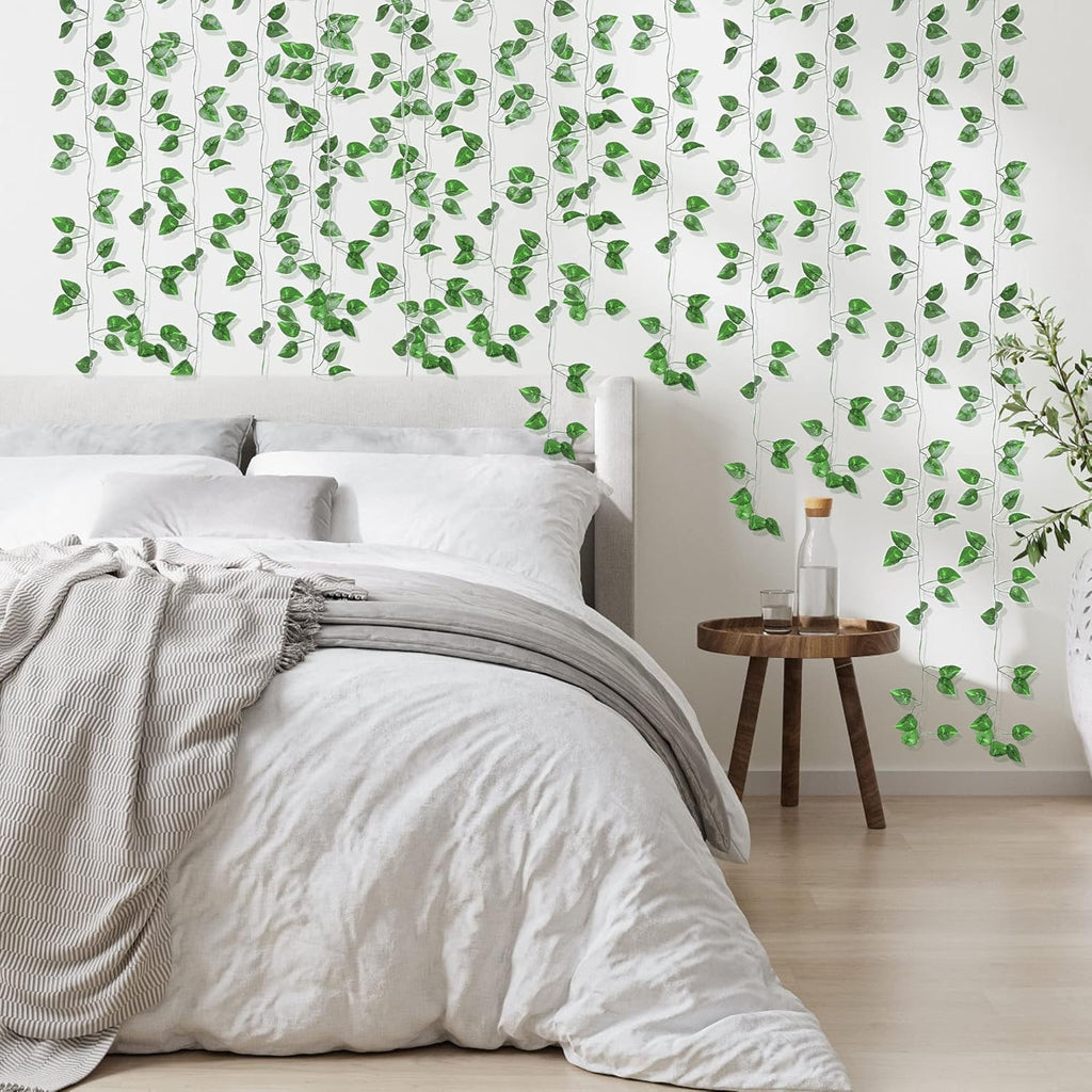1080 Feet 144 Pack Fake Greenery Hanging Garland, Ivy Leaf Plants, Vine Leaves, Fake Flowers Foliage for Bedroom Garden Wall Decor