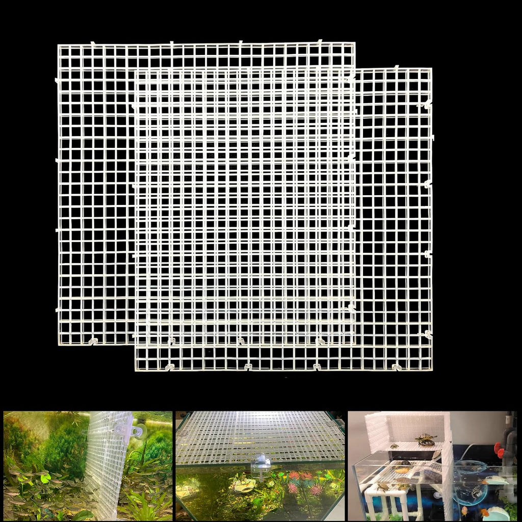 Adjustable Aquarium Fish Tank Divider Filter Bottom Plastic Grid Fish Tank Isolation Board Egg Crate Tray(White, 2pcs 11.8X11.8Inch with 0.35Inch Hole)