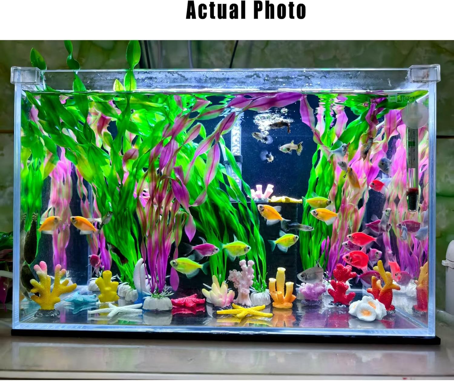 16 Pcs Artificial Coral Decor Set Colorful Polyresin Aquarium Ornaments for Fish Tanks, Fish Tank Aquarium Landscape, Coral Reef Decor