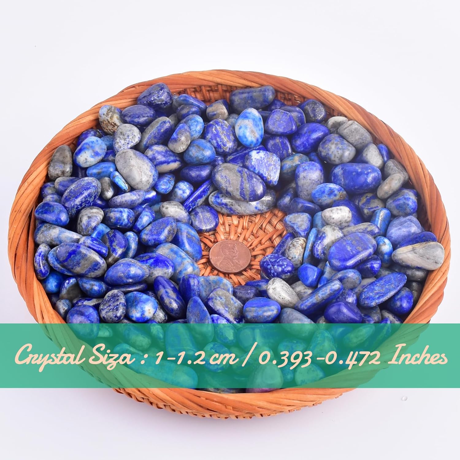 Polished Lapis Lazuli Crystal Chips Set, 0.4", 128 Pcs - Handpicked Tumbled Stones and Crystals Bulk for Healing, Reiki, Meditation, Witchcraft and Home Decor