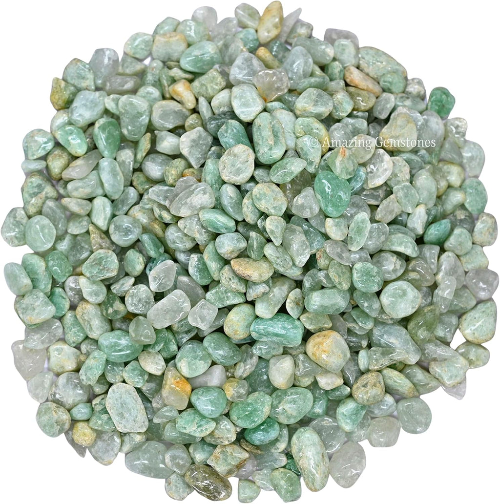 Amazing Gemstone Light Green Aventurine Crystal Chips Aquarium Gravel Rocks - Green Aventurine Chips Bulk Fish Tank Gravel, Small Tumbled Stone Chips and Tiny Crystals for Decoration